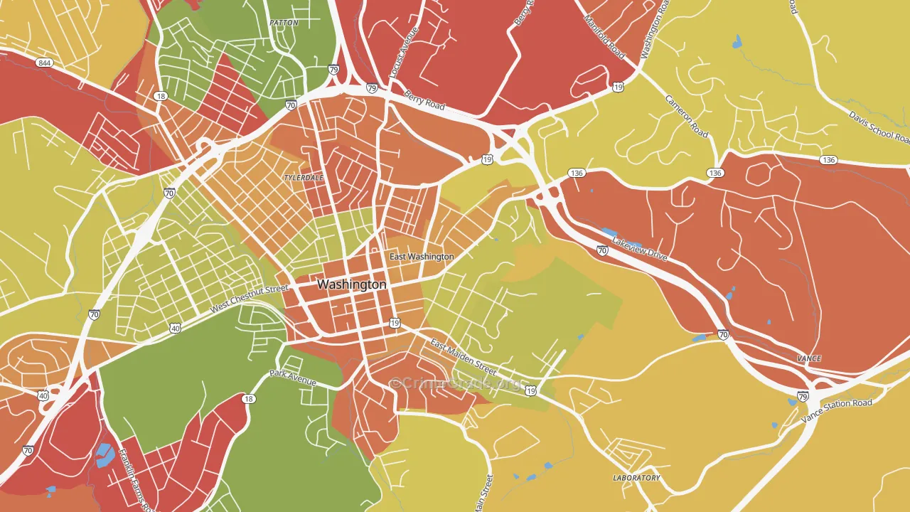 East Washington, PA Map of Arson Rates