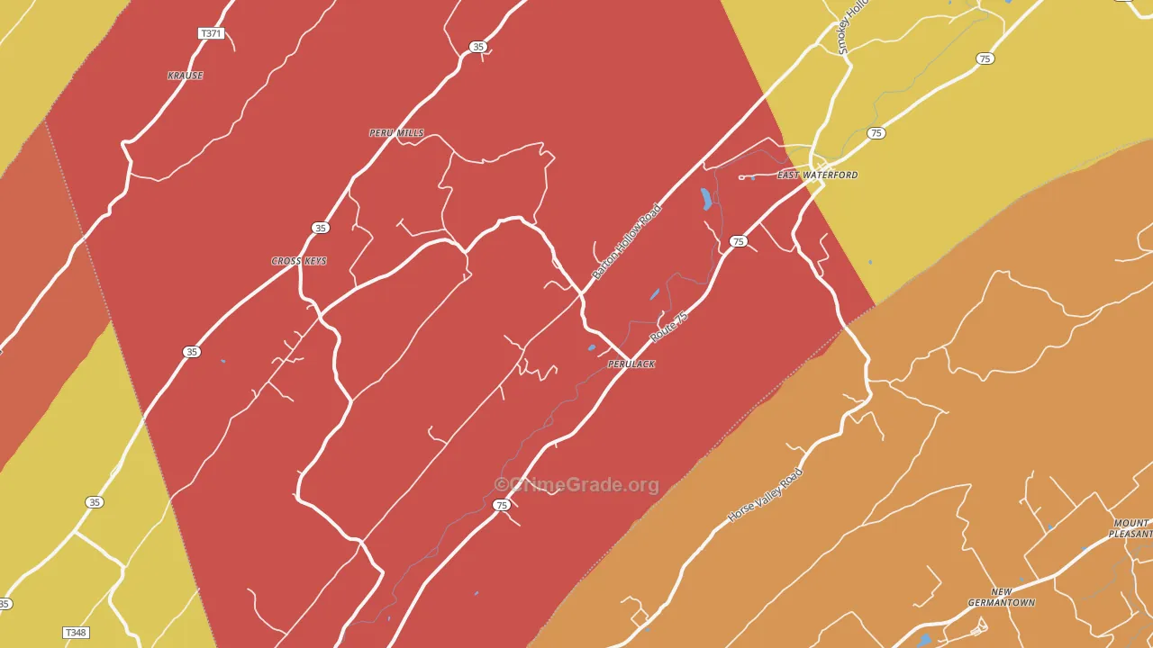 East Waterford, PA Map of Arson Rates