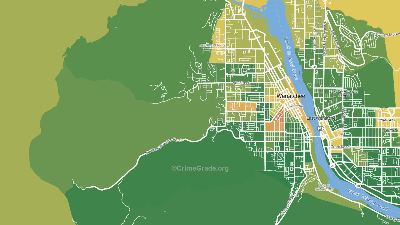 East Wenatchee Bench, WA Map of Arson Rates