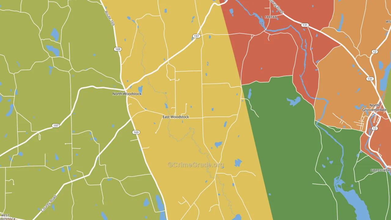 East Woodstock, CT Map of Arson Rates