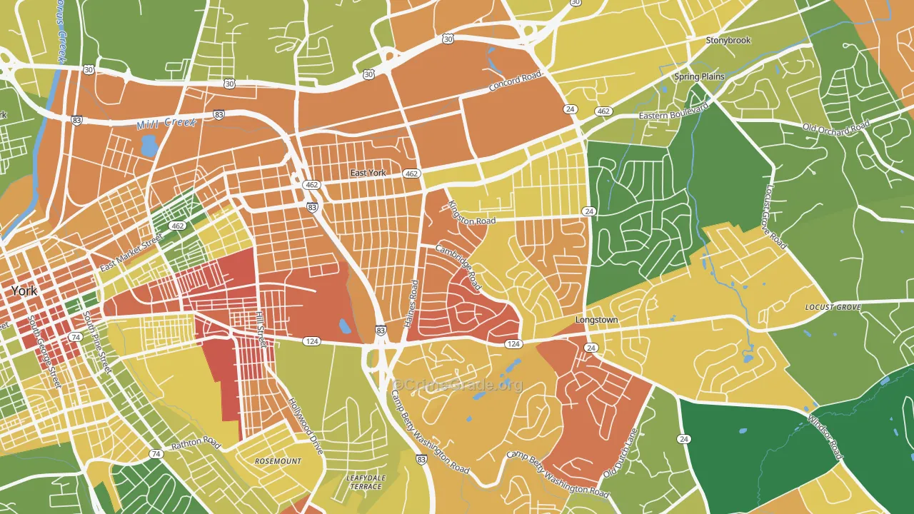East York, PA Map of Arson Rates