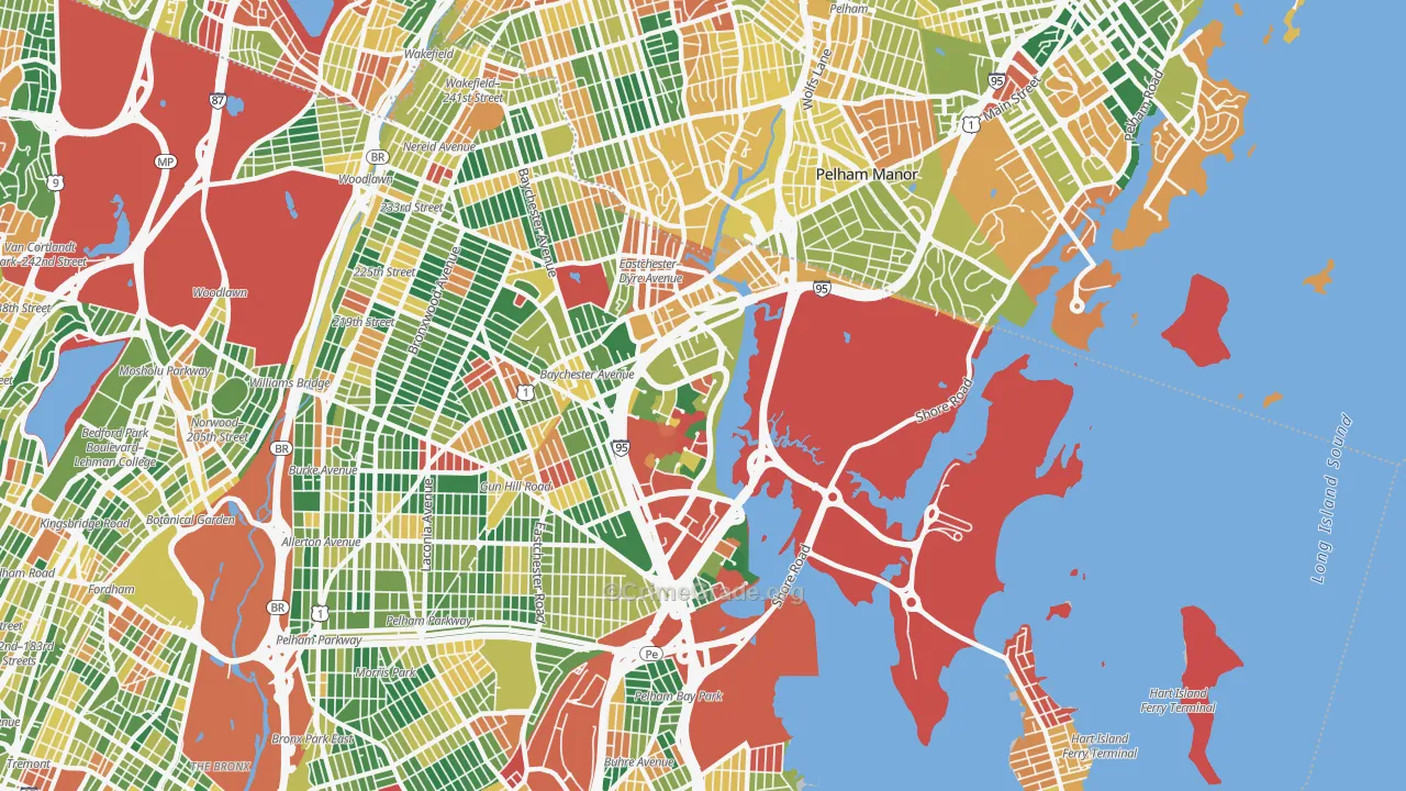 Eastchester, Bronx, NY Map of Arson Rates