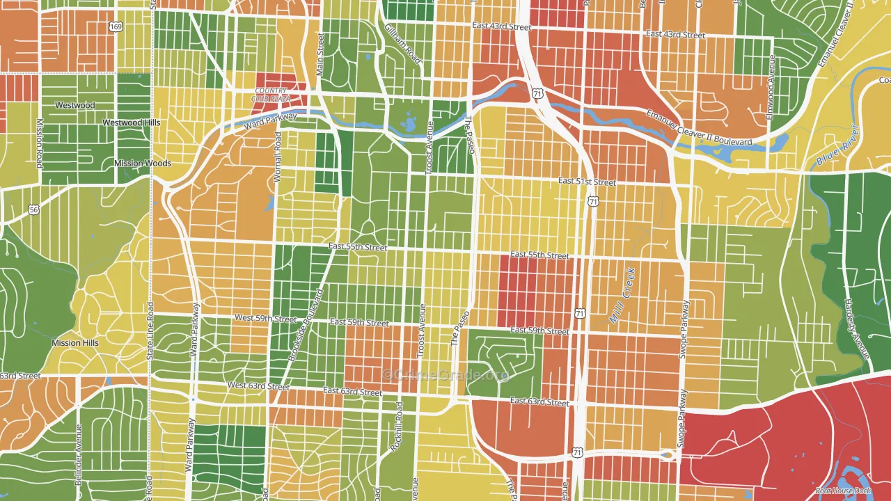 Eastern 49-63, Kansas City, MO Map of Arson Rates