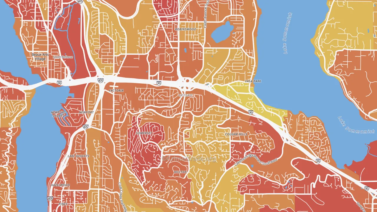 Eastgate, Bellevue, WA Map of Arson Rates