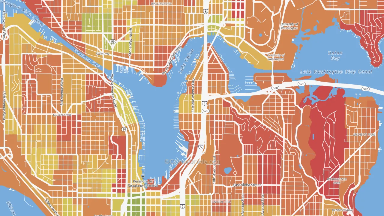 Eastlake, Seattle, WA Map of Arson Rates