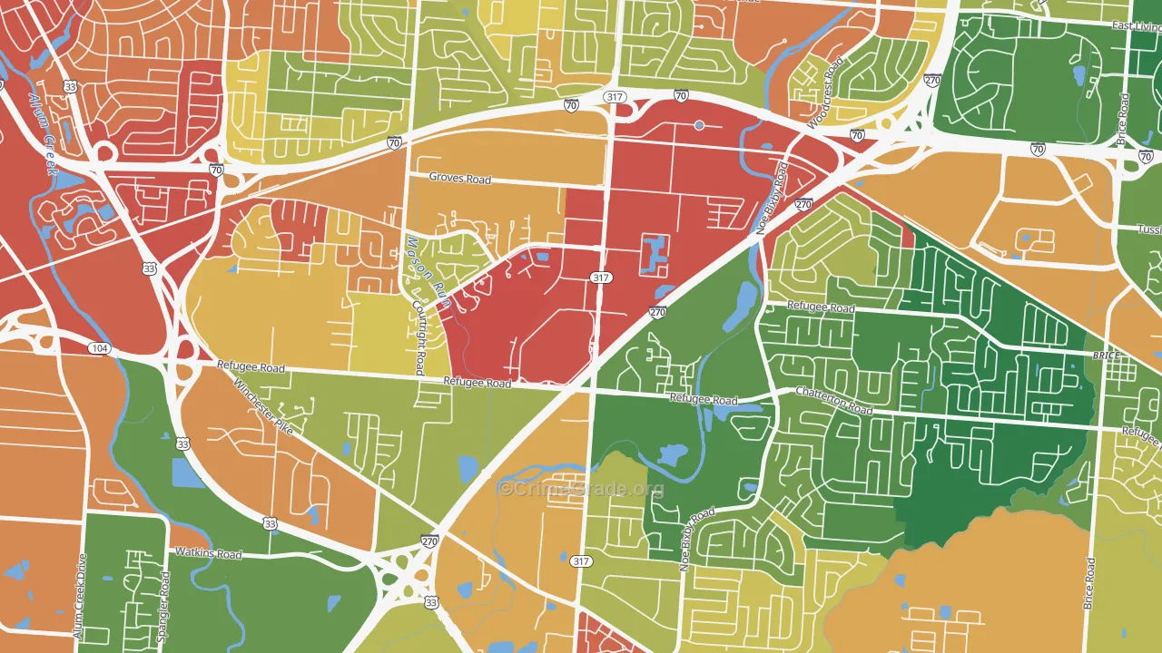 Eastland, Columbus, OH Map of Arson Rates