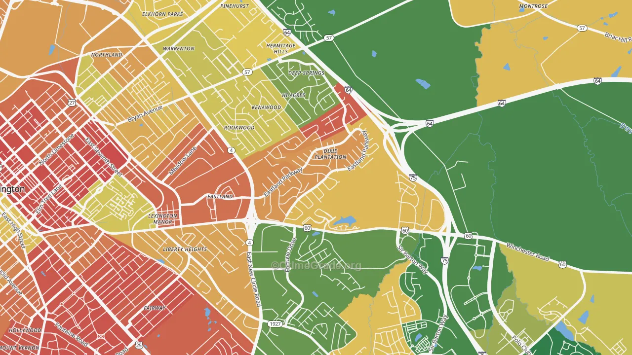 Eastland Park-Dixie Plantation, Lexington, KY Map of Arson Rates