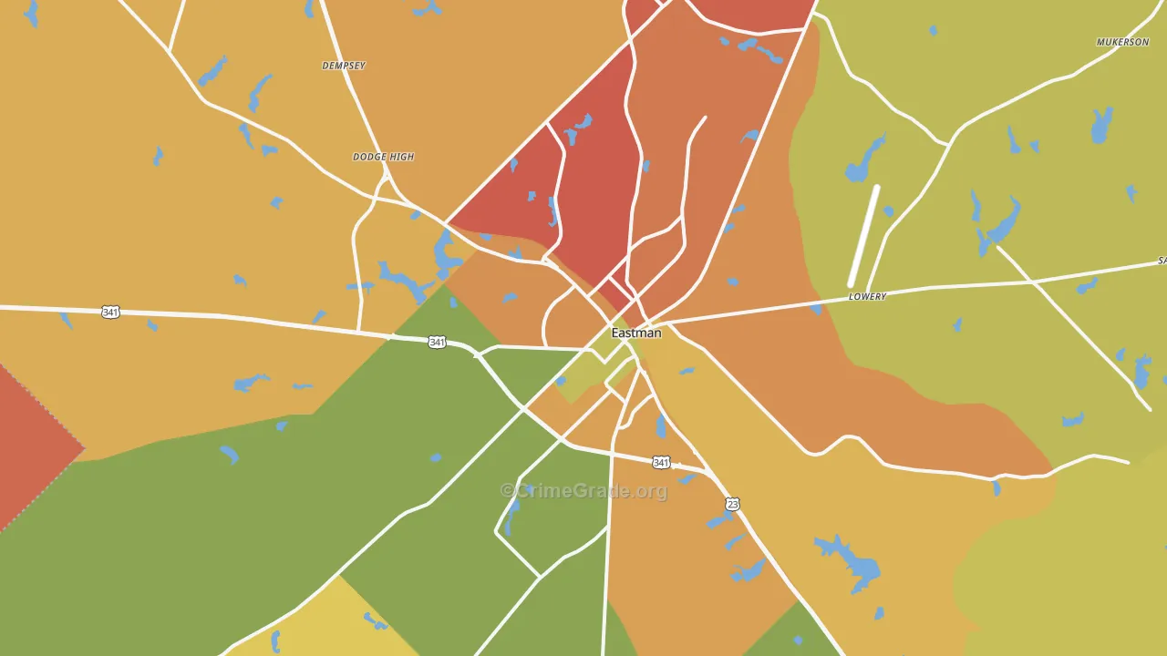 Eastman, GA Map of Arson Rates