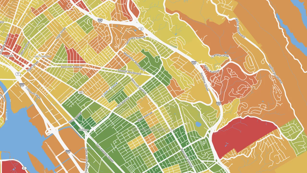 Eastmont, Oakland, CA Map of Arson Rates
