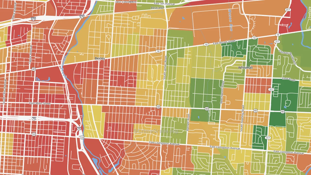 Eastmoor, Columbus, OH Map of Arson Rates