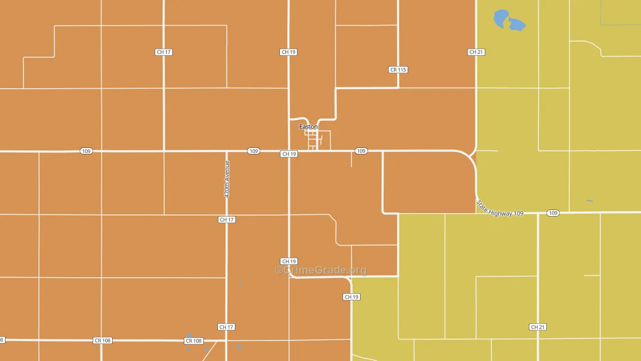 Easton, MN Map of Arson Rates