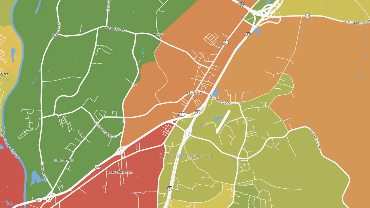 Eastover, NC Map of Arson Rates