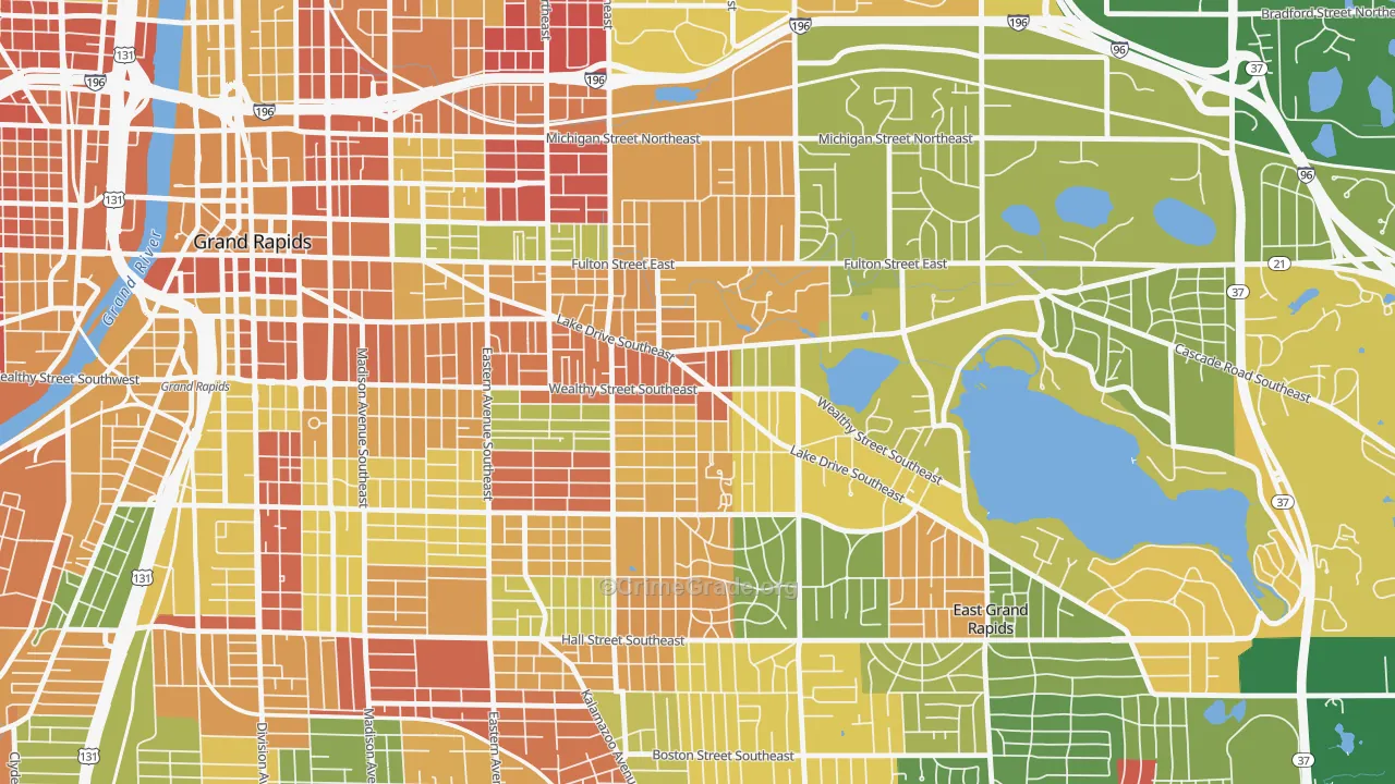 Eastown, Grand Rapids, MI Map of Arson Rates