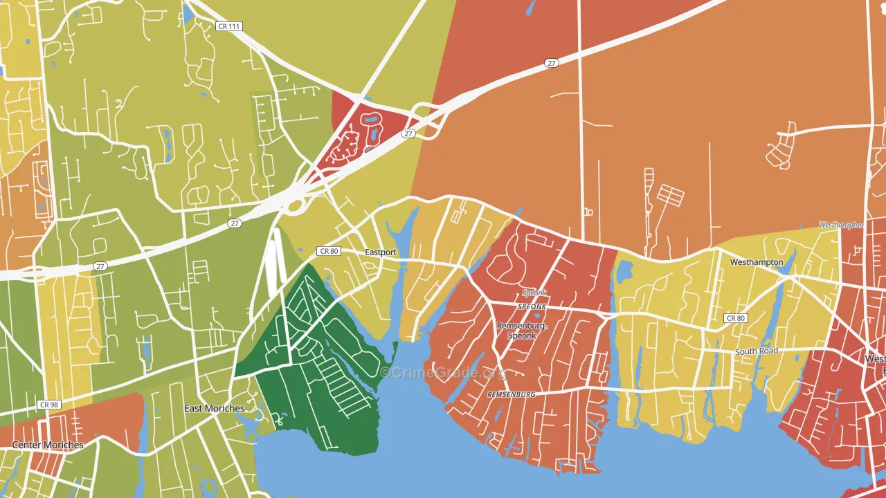 Eastport, NY Map of Arson Rates