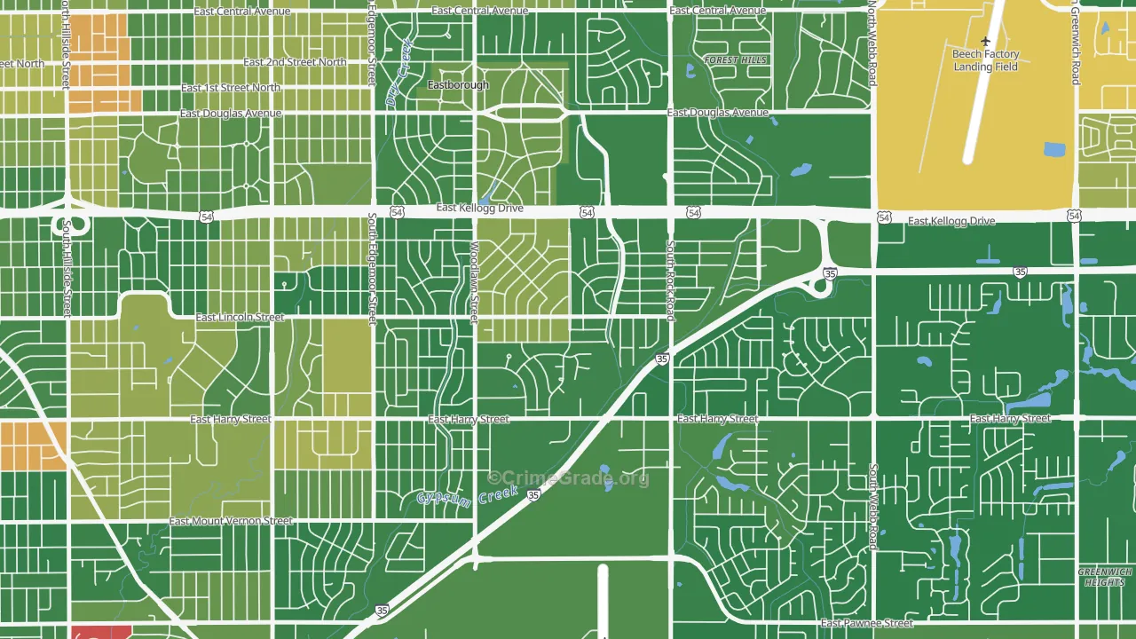 Eastridge, Wichita, KS Map of Arson Rates