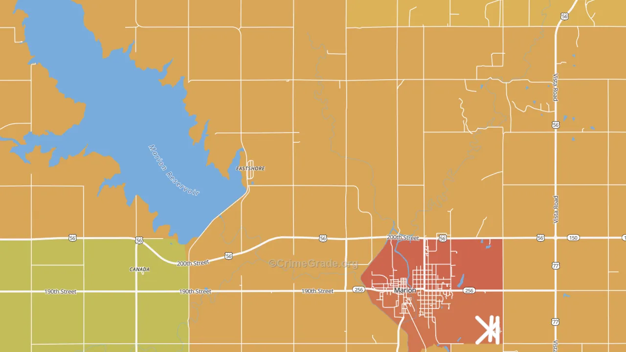 Eastshore, KS Map of Arson Rates