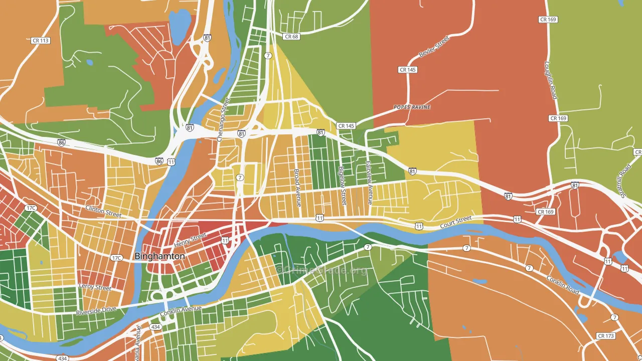 Eastside, Binghamton, NY Map of Arson Rates