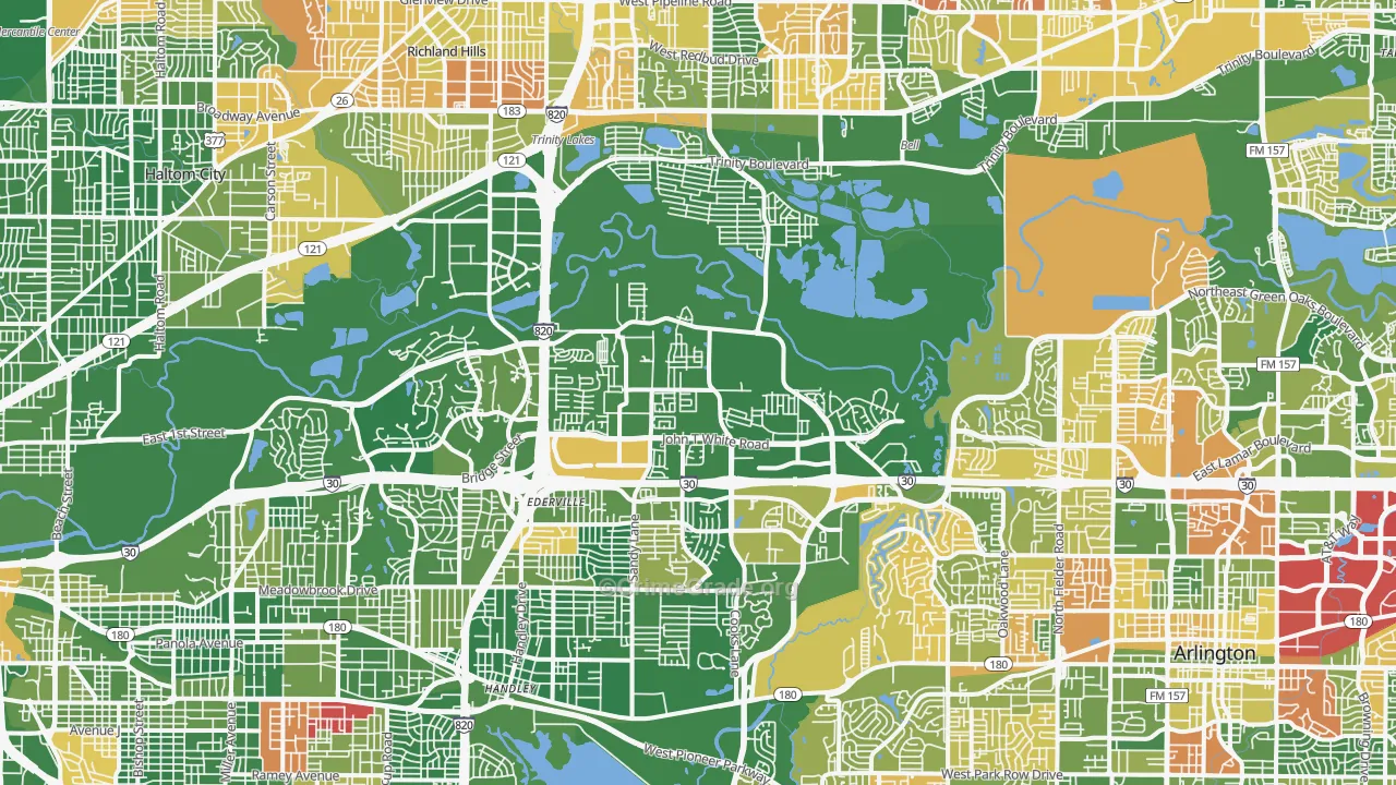 Eastside, Fort Worth, TX Map of Arson Rates