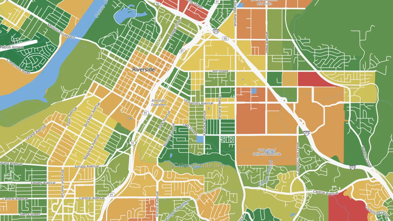 Eastside, Riverside, CA Map of Arson Rates