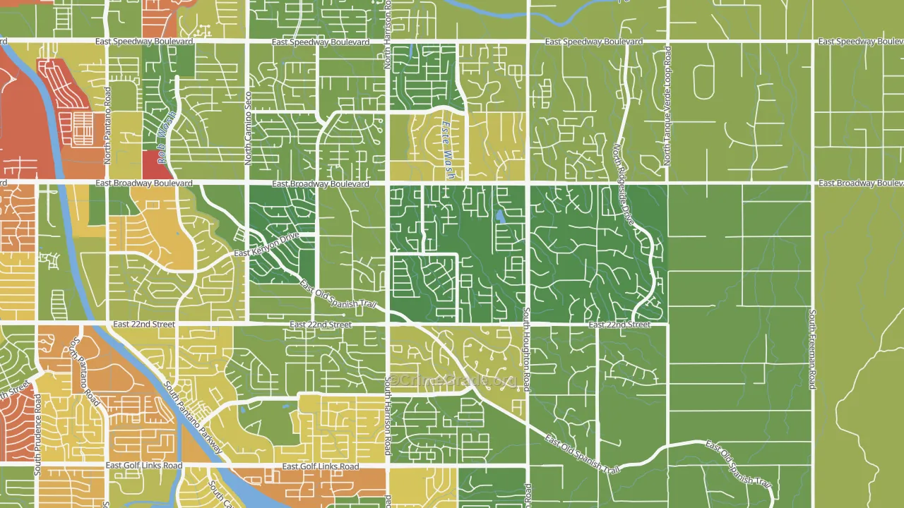 Eastside, Tucson, AZ Map of Arson Rates