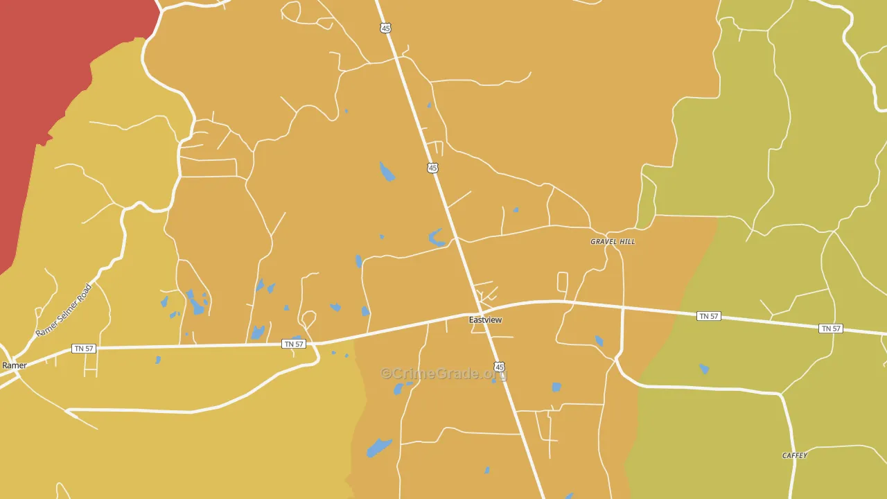 Eastview, TN Map of Arson Rates