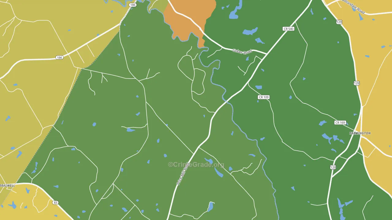 Eastville, GA Map of Arson Rates