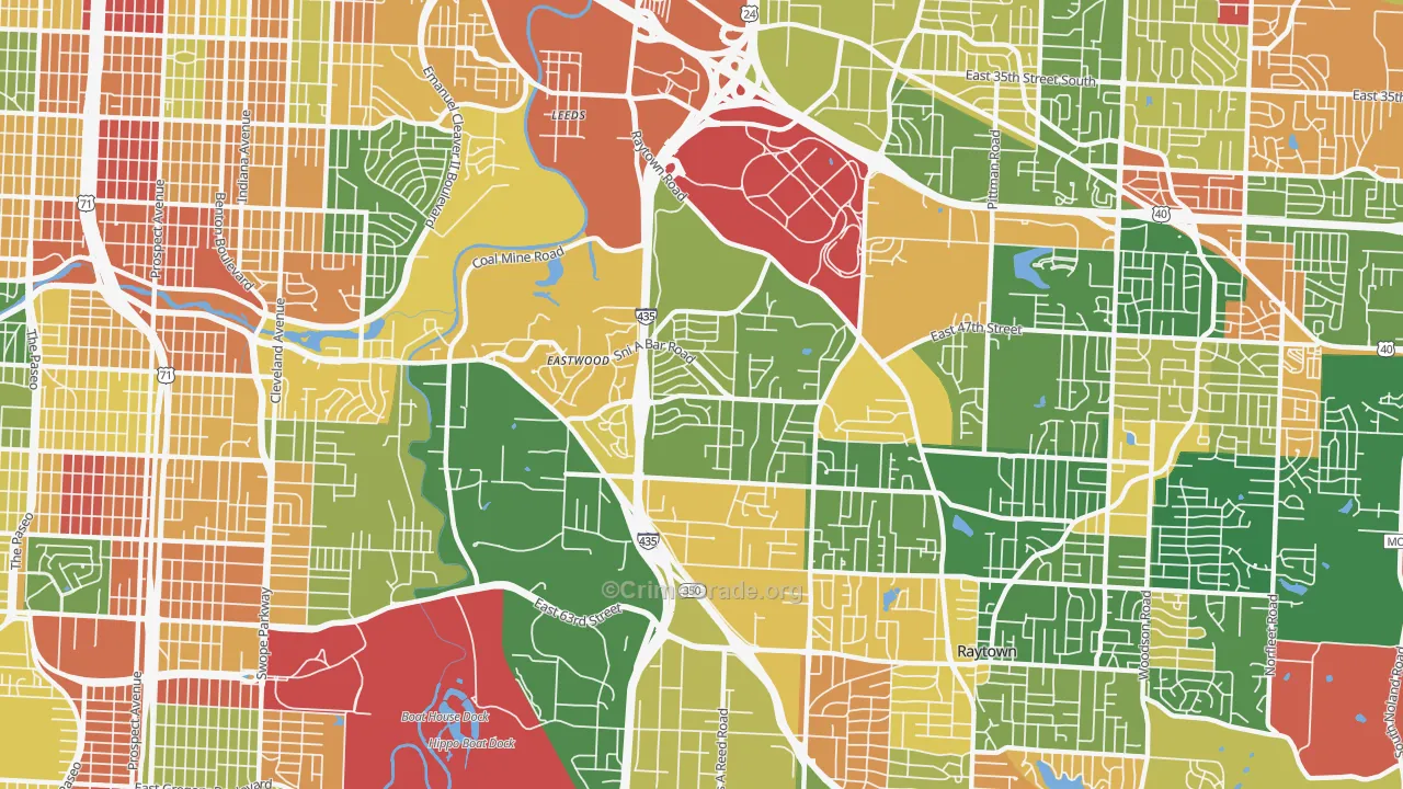 Eastwood Hills, Kansas City, MO Map of Arson Rates
