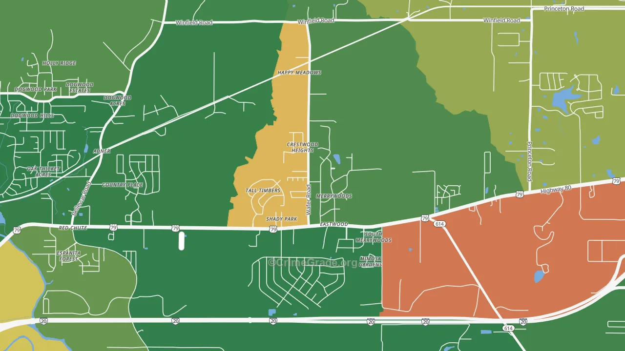 Eastwood, LA Map of Arson Rates