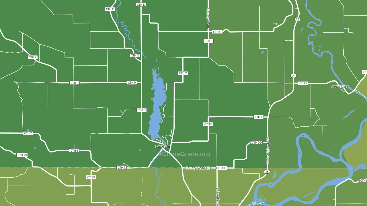 Eau Galle, WI Map of Arson Rates