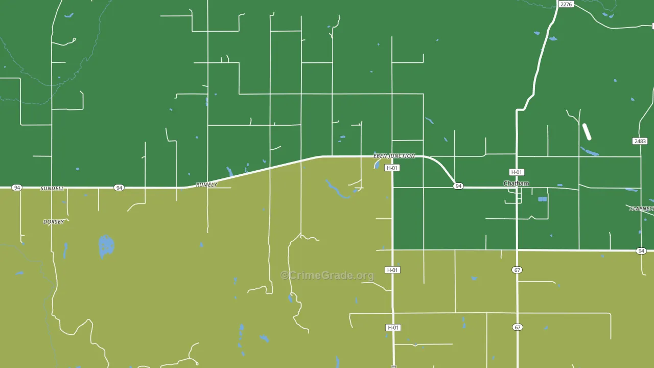 Eben Junction, MI Map of Arson Rates