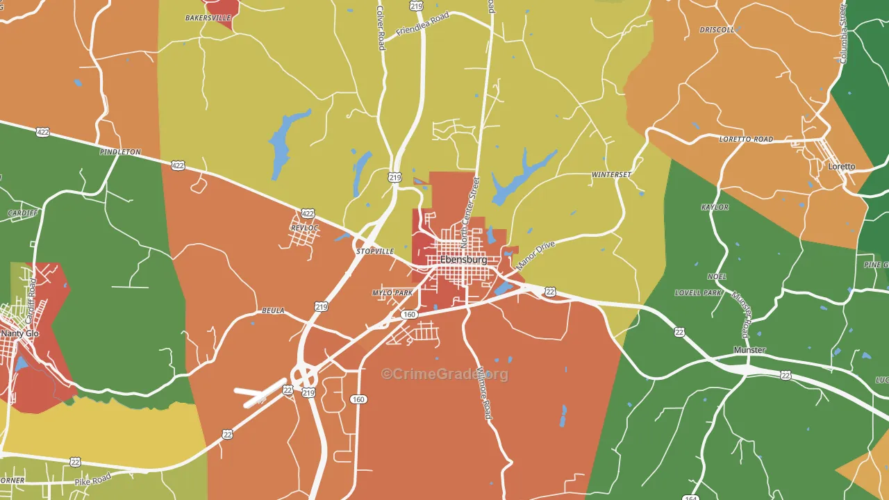 Ebensburg, PA Map of Arson Rates