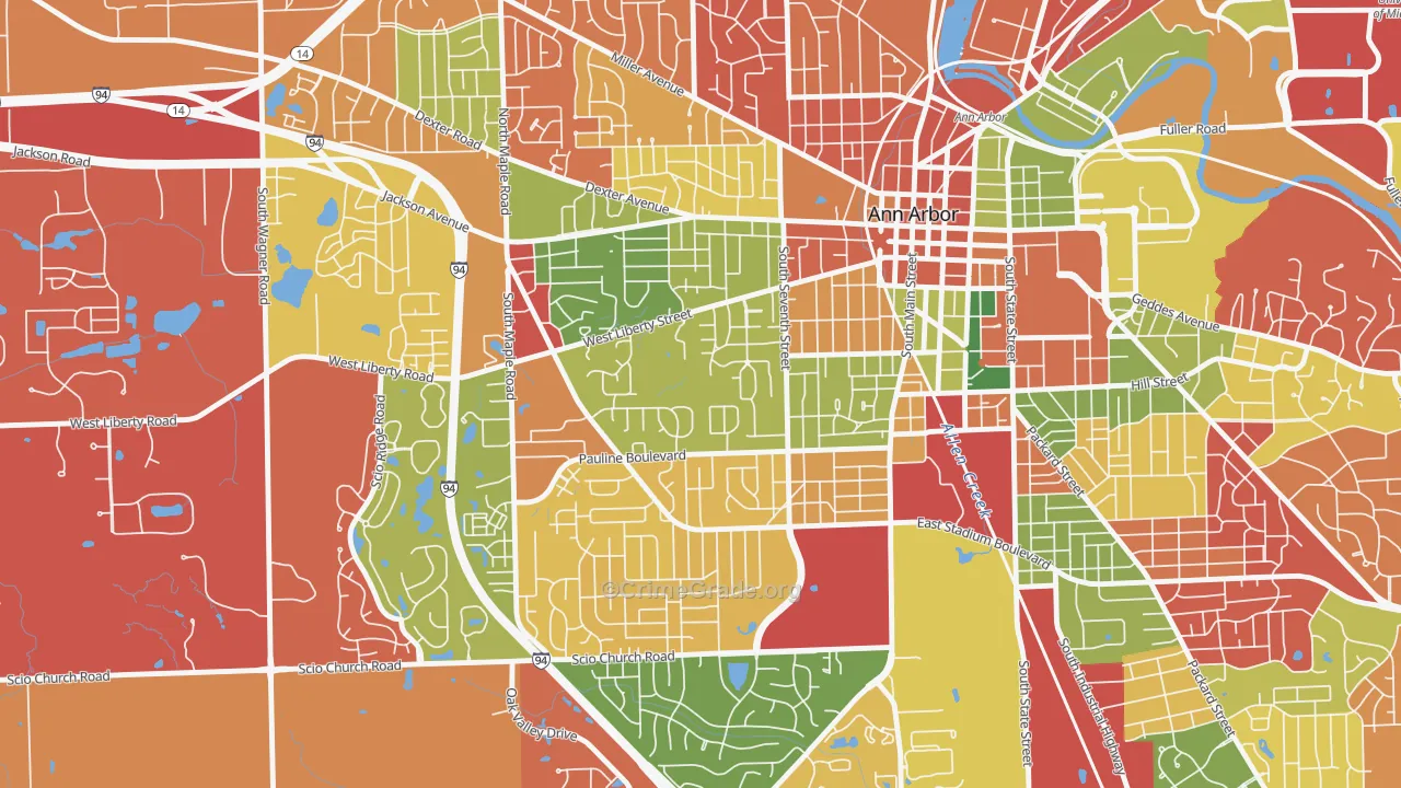 Eberwhite, Ann Arbor, MI Map of Arson Rates