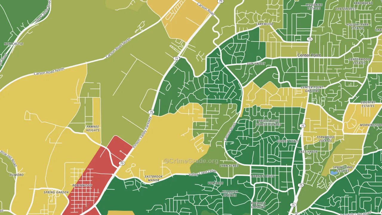 Echo Highlands, Birmingham, AL Map of Arson Rates