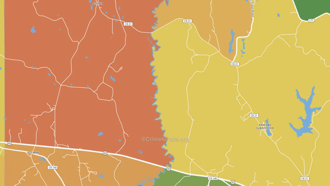 Echola, AL Map of Arson Rates