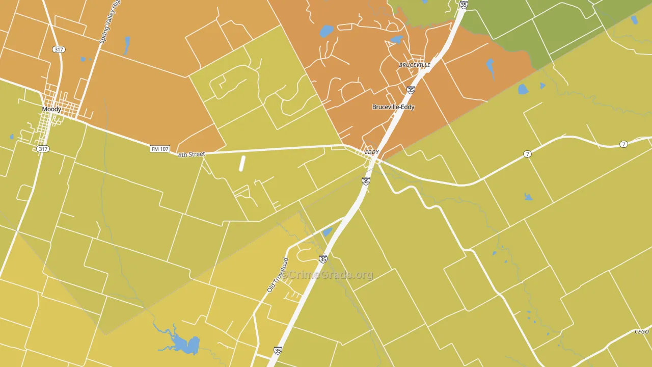 Eddy, TX Map of Arson Rates