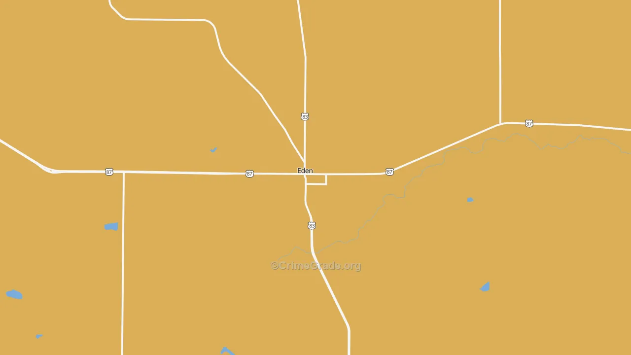 Eden, TX Map of Arson Rates