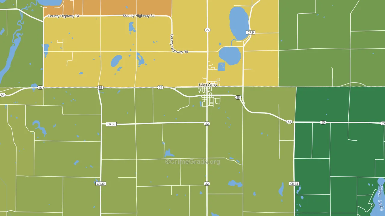 Eden Valley, MN Map of Arson Rates