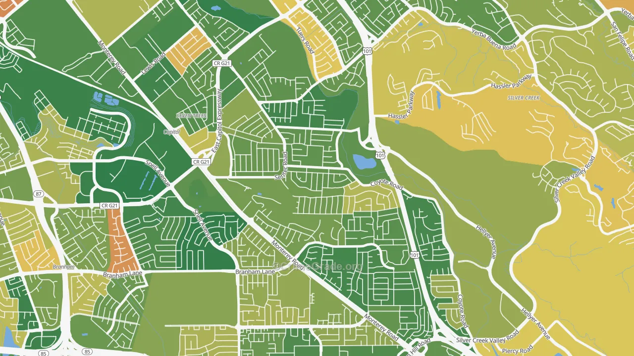 Edenvale-Seven Trees, San Jose, CA Map of Arson Rates