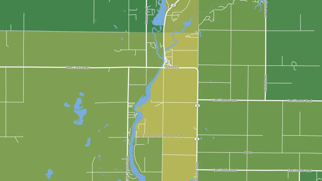 Edenville, MI Map of Arson Rates