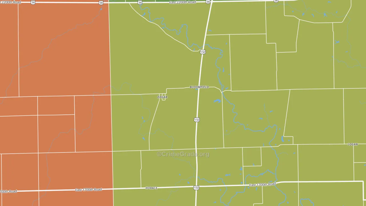 Edgar, IL Map of Arson Rates