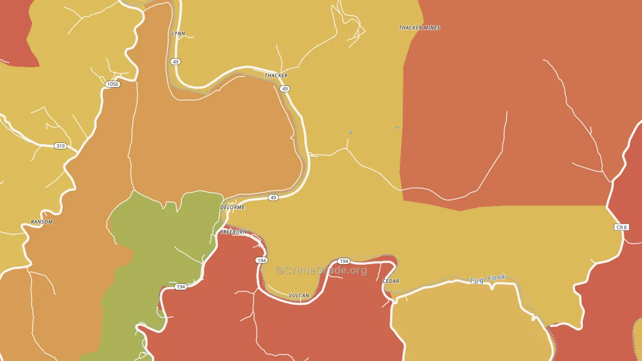 Edgarton, WV Map of Arson Rates