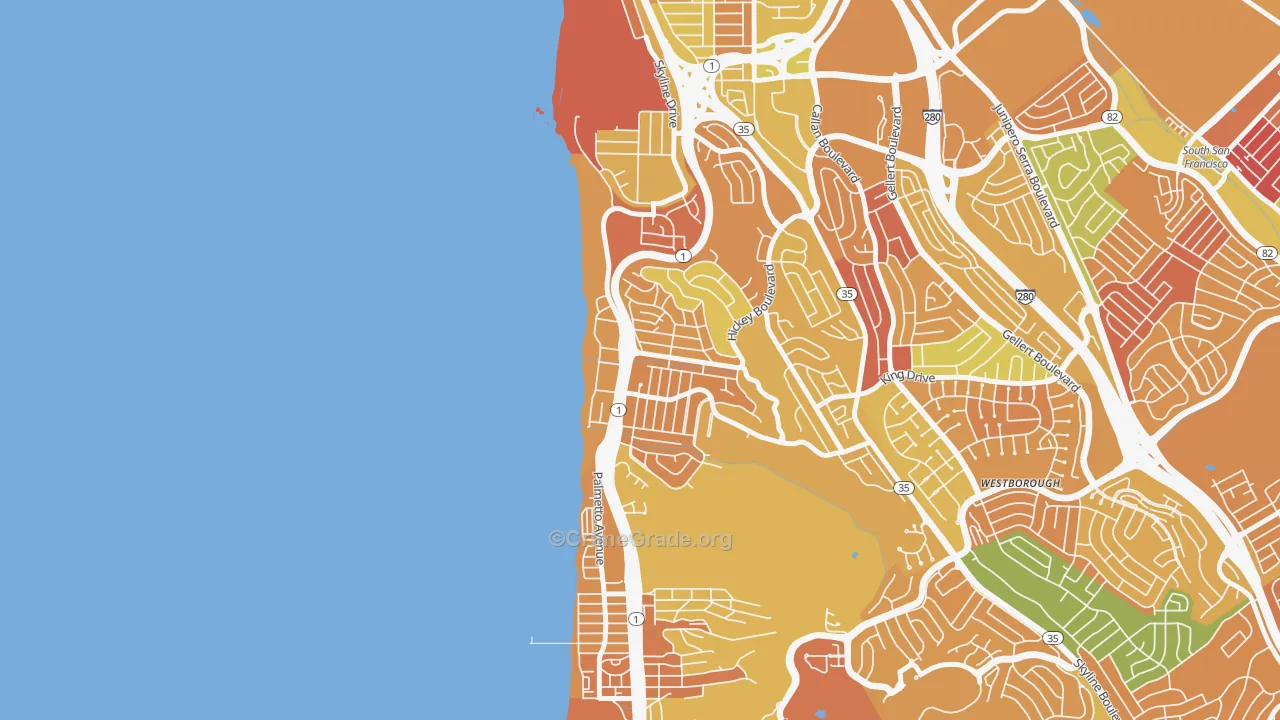 Edgemar-Pacific Manor, Pacifica, CA Map of Arson Rates