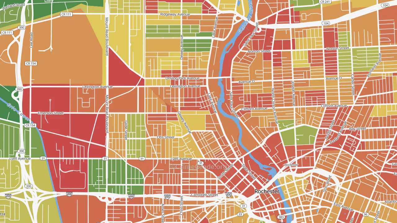 Edgerton, Rochester, NY Map of Arson Rates