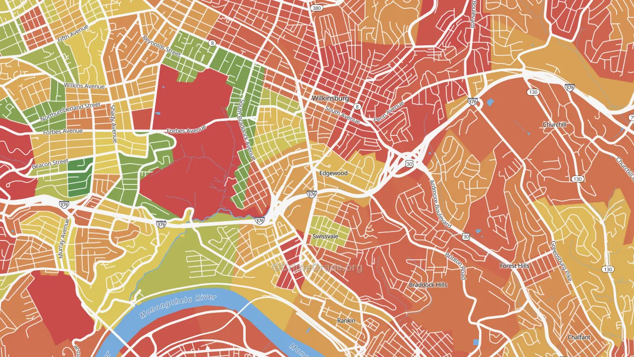 Edgewood, PA Map of Arson Rates
