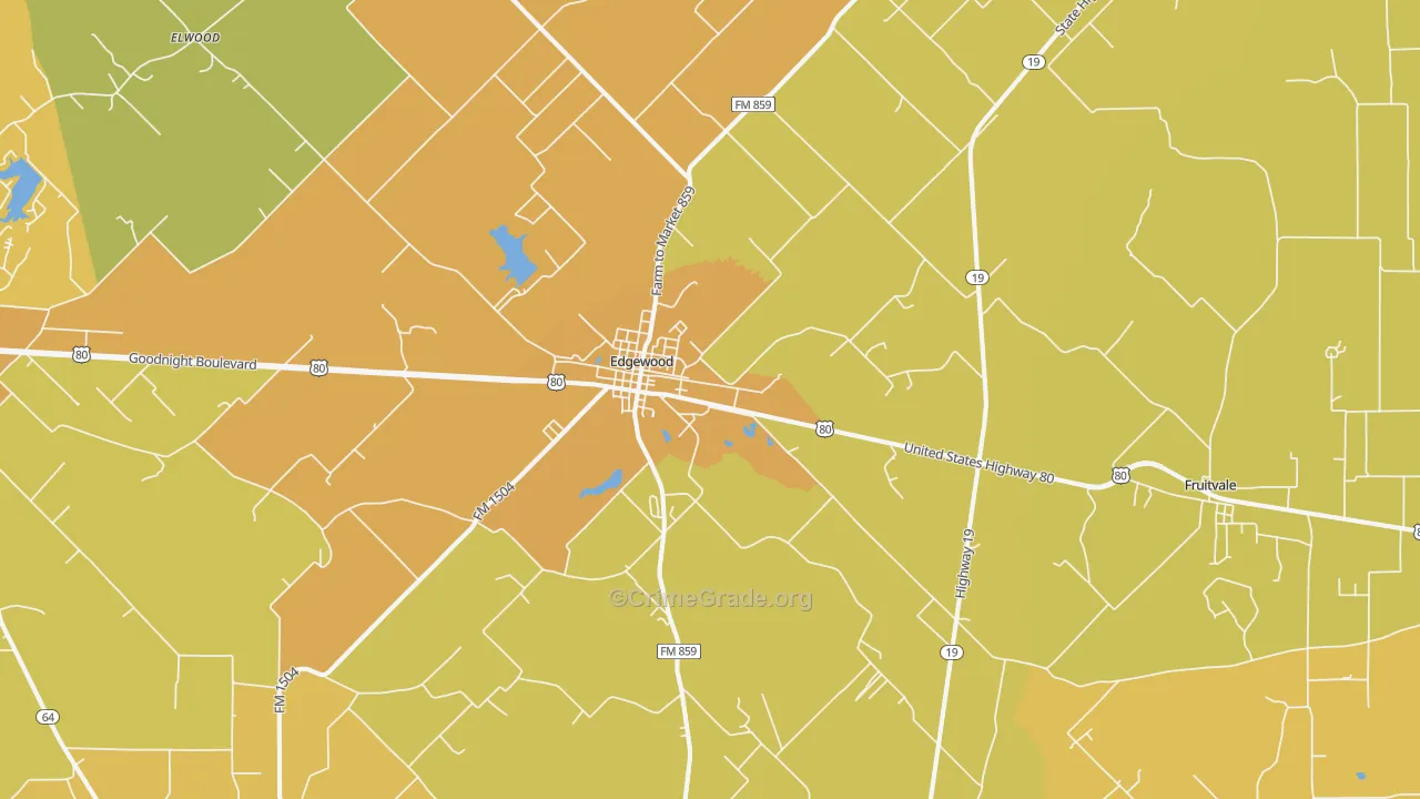Edgewood, TX Map of Arson Rates