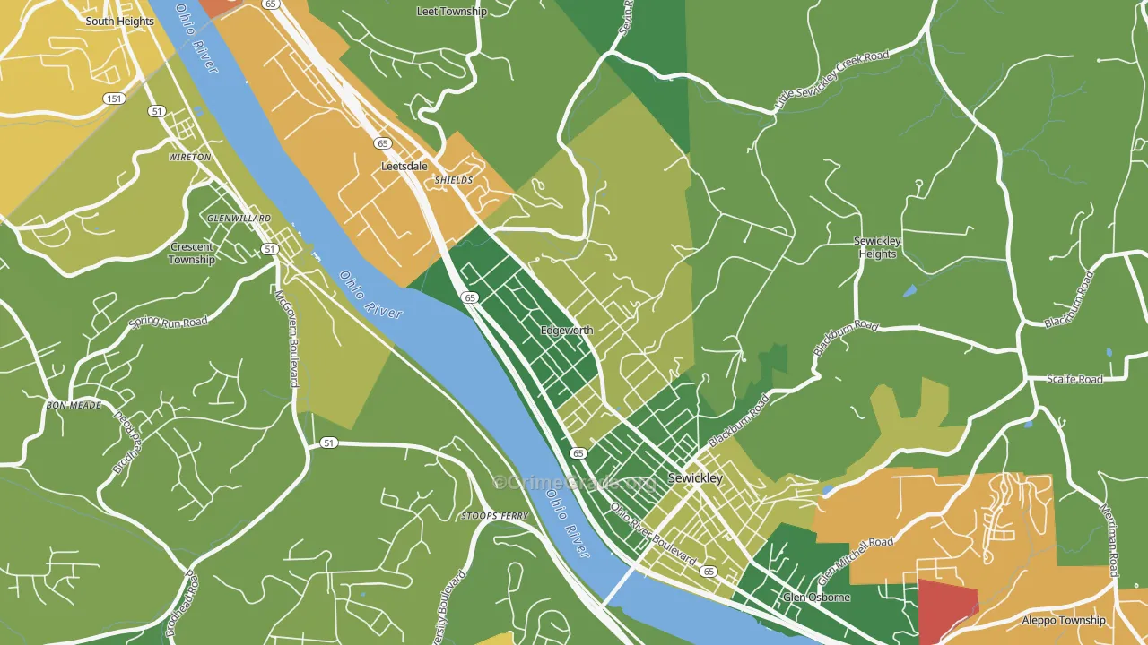 Edgeworth, PA Map of Arson Rates