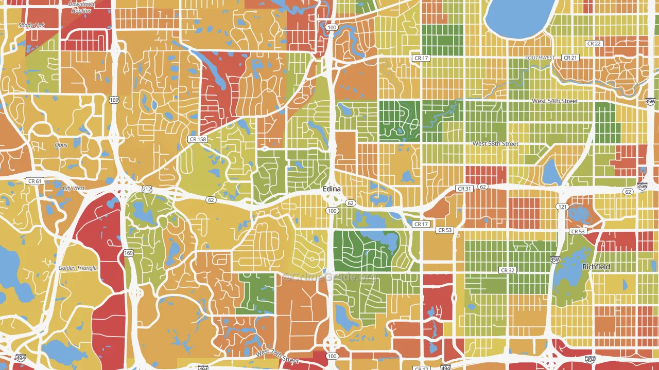 Edina, MN Map of Arson Rates