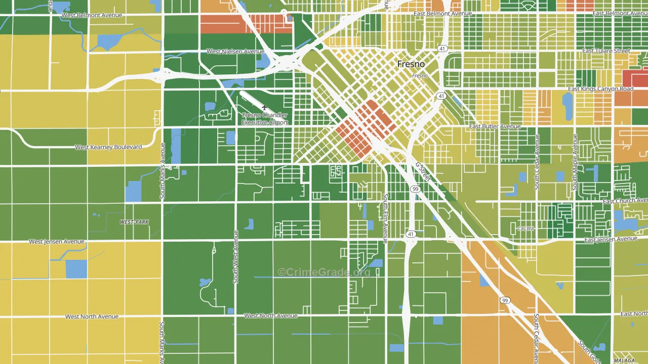 Edison, Fresno, CA Map of Arson Rates