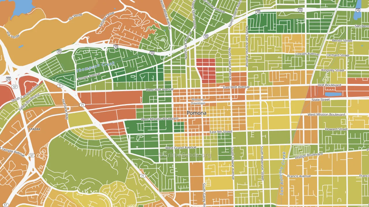Edison Historic District, Pomona, CA Map of Arson Rates