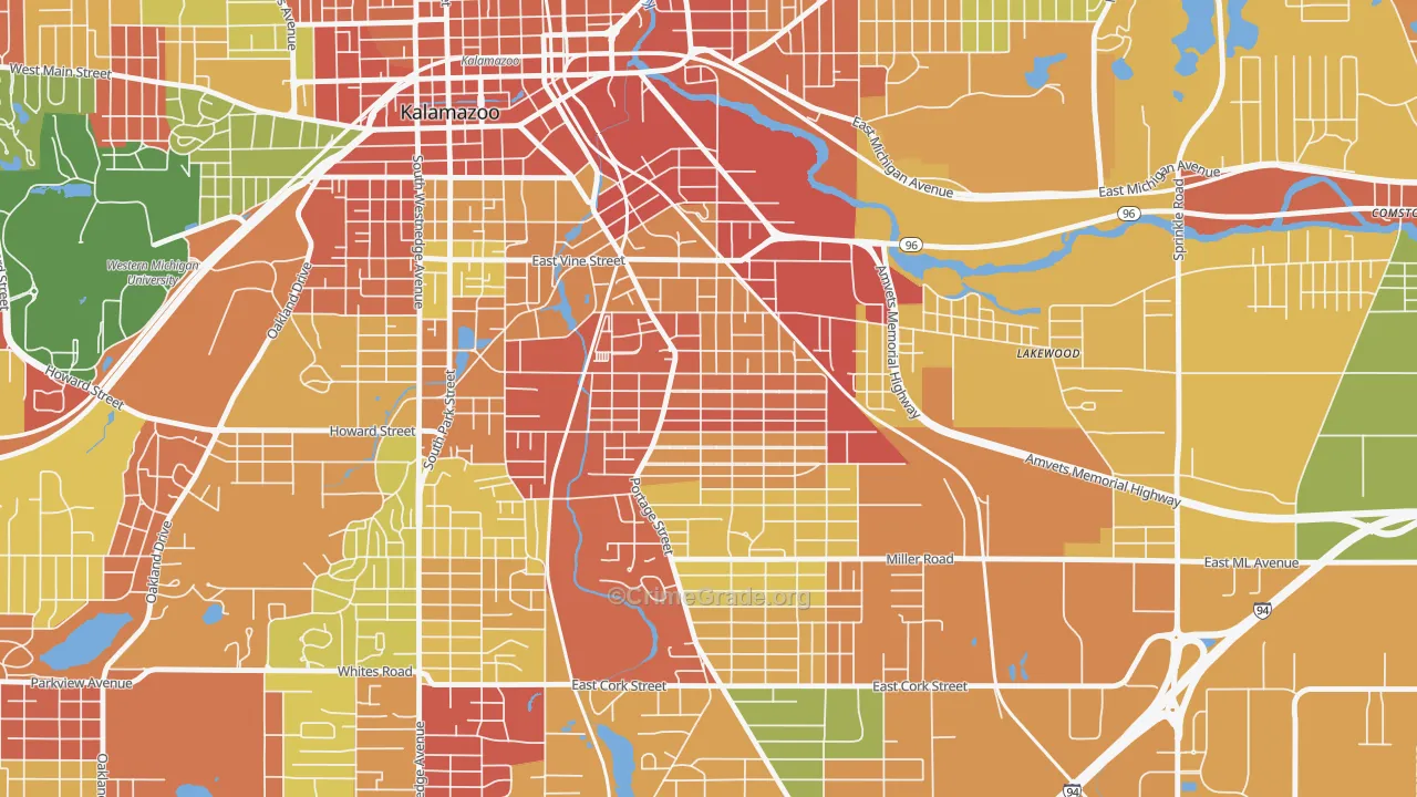 Edison, Kalamazoo, MI Map of Arson Rates